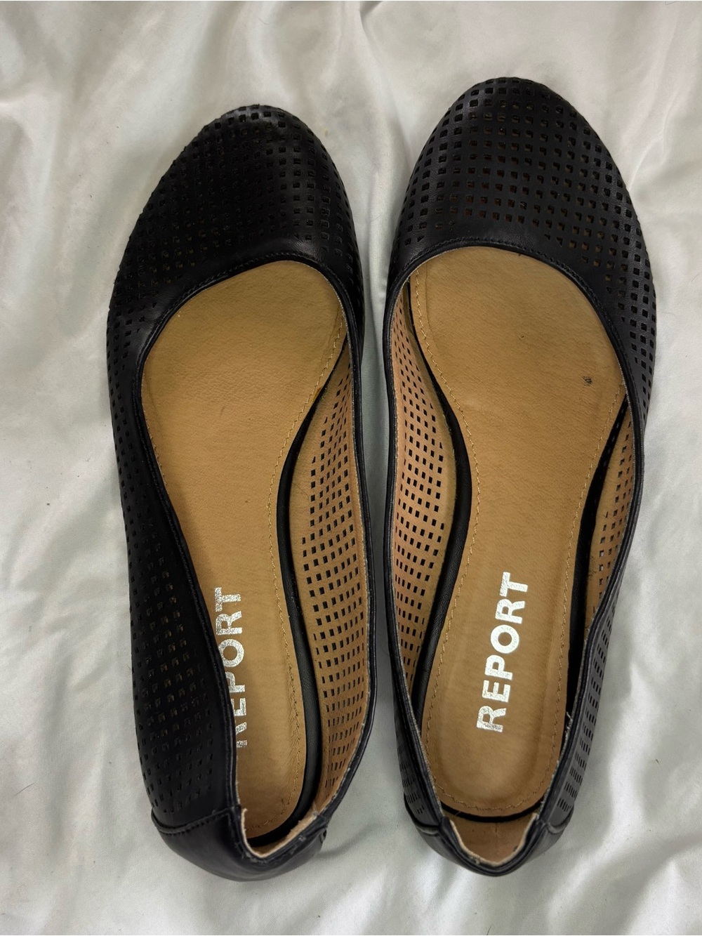 Report Black Perforated Slip-On Ballet Flats